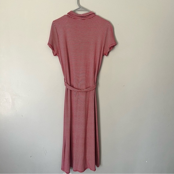 Rolla Coster Jersey Knit Shirt Dress Red White Stripe Medium Coastal Modest - Picture 11 of 12